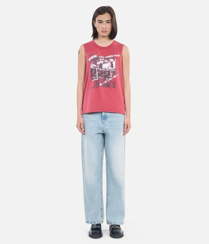 Women Red Eternal Life Tour Serigraphy Tank Top THE KOOPLES Tshirts