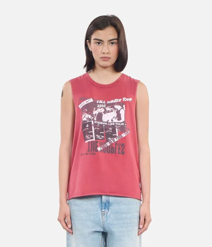 Women Red Eternal Life Tour Serigraphy Tank Top THE KOOPLES Tshirts