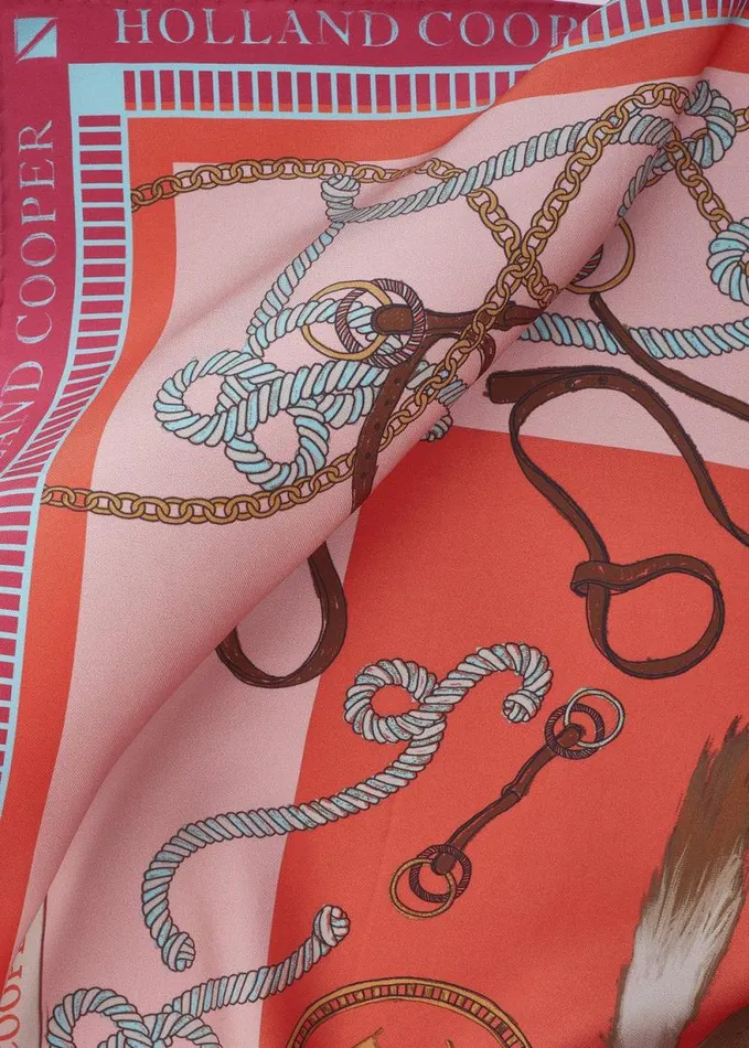Women Regal Horse Silk Scarf Coral Holland Cooper Scarves