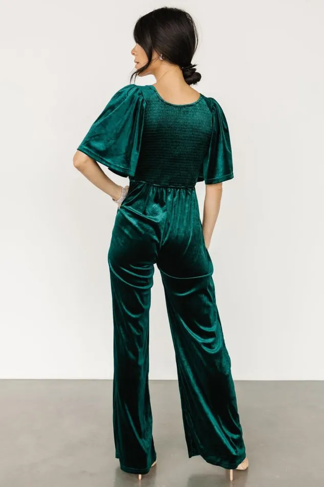 Women Regent Velvet Jumpsuit Emerald Baltic Born Jumpsuits and Rompers