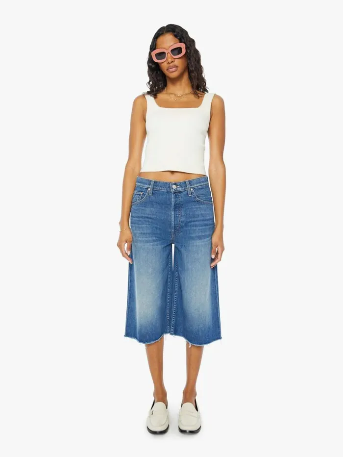 Women Relaxed Mother Denim The Whole Lot Fray Blue