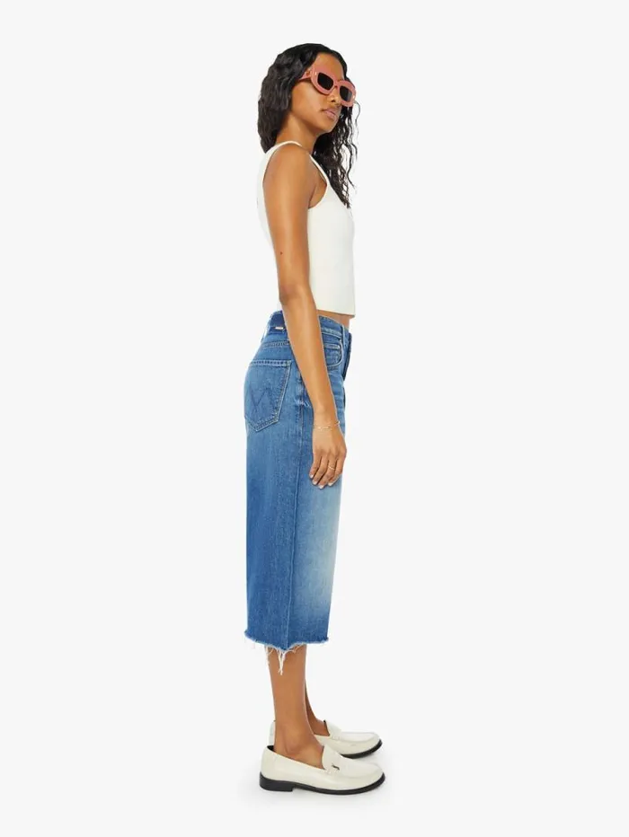 Women Relaxed Mother Denim The Whole Lot Fray Blue