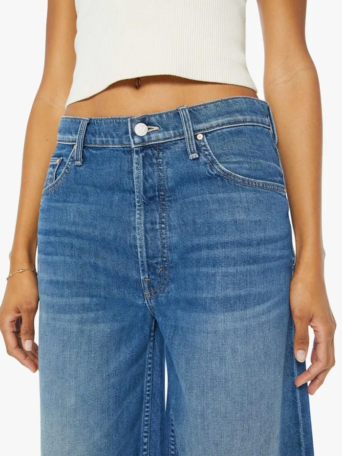 Women Relaxed Mother Denim The Whole Lot Fray Blue