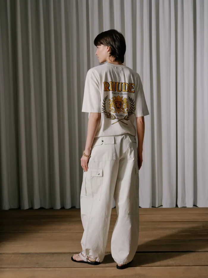 Women Rhude Bottoms WASHED PARACHUTE PANT Off White