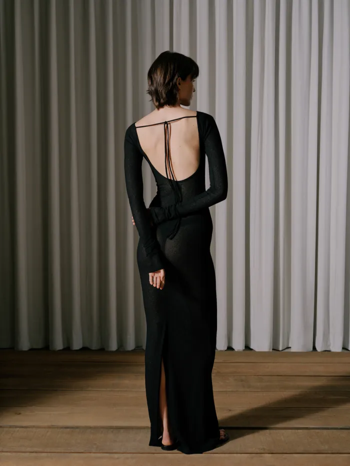 Women Rhude Dresses SHEER KNIT JERSEY DRESS Black