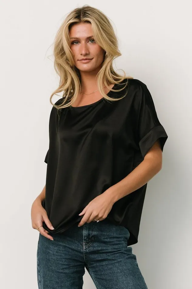 Women Rory Satin Top Black Baltic Born Blouses and Shirts Women Rory Satin Top Black Baltic Born Blouses and Shirts