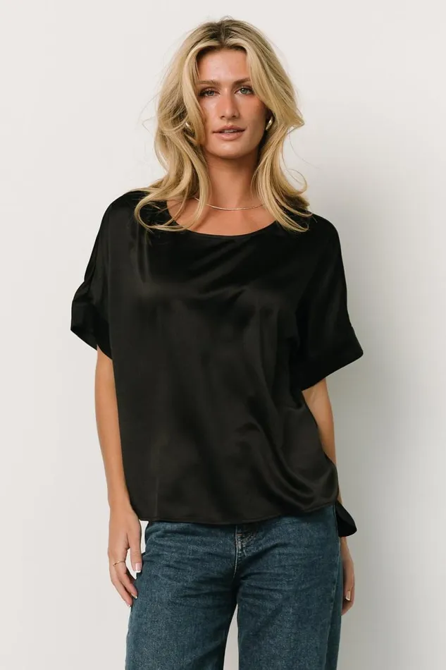 Women Rory Satin Top Black Baltic Born Blouses and Shirts Women Rory Satin Top Black Baltic Born Blouses and Shirts