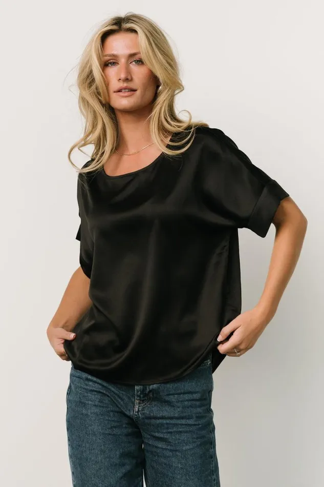 Women Rory Satin Top Black Baltic Born Blouses and Shirts Women Rory Satin Top Black Baltic Born Blouses and Shirts