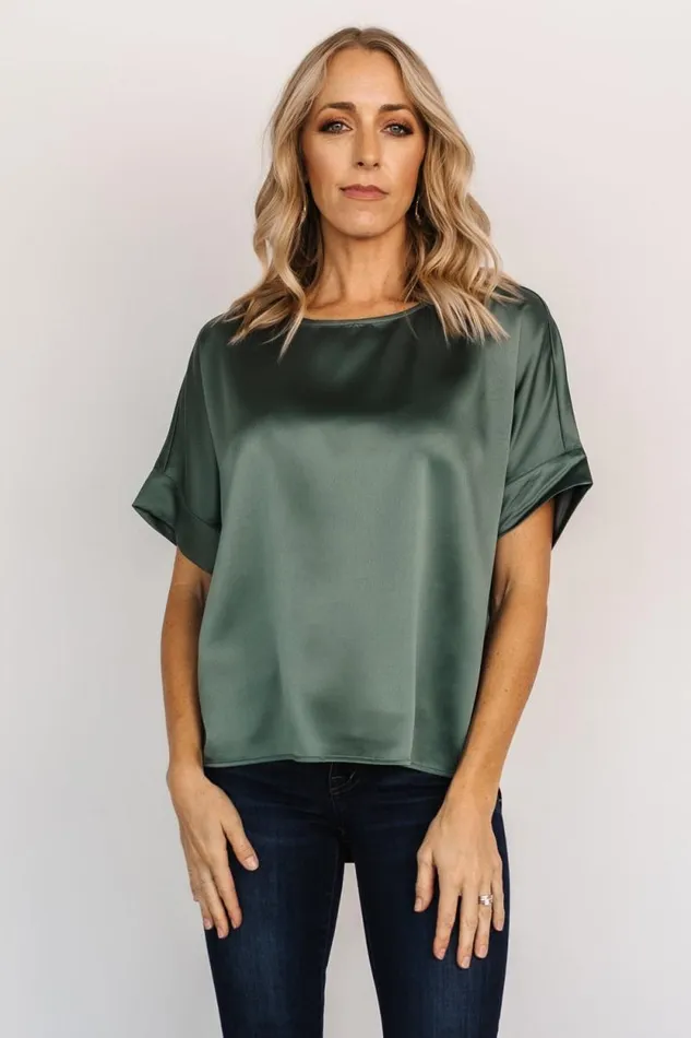 Women Rory Satin Top Winter Green Baltic Born Blouses and Shirts