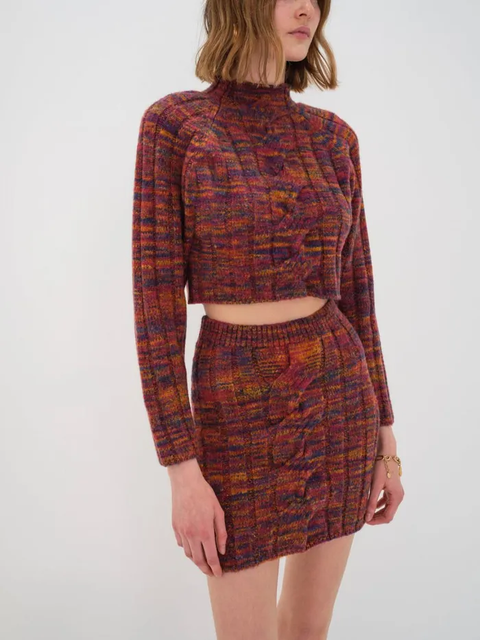 Women Ruby Mini Skirt Brown For Love and Lemons Knitwear
