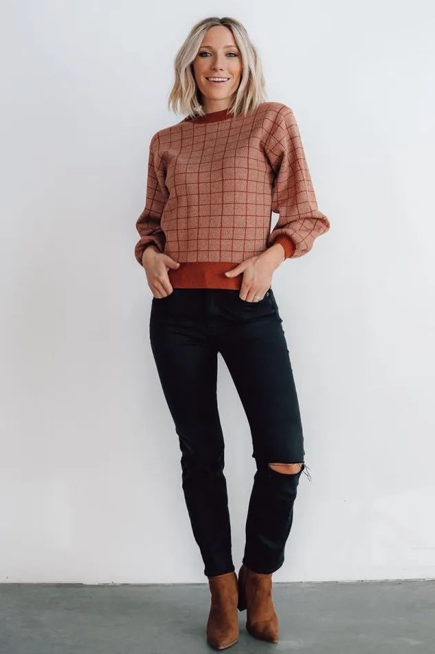 Women Ryland Bubble Sleeve Sweater Rust Baltic Born Sweaters