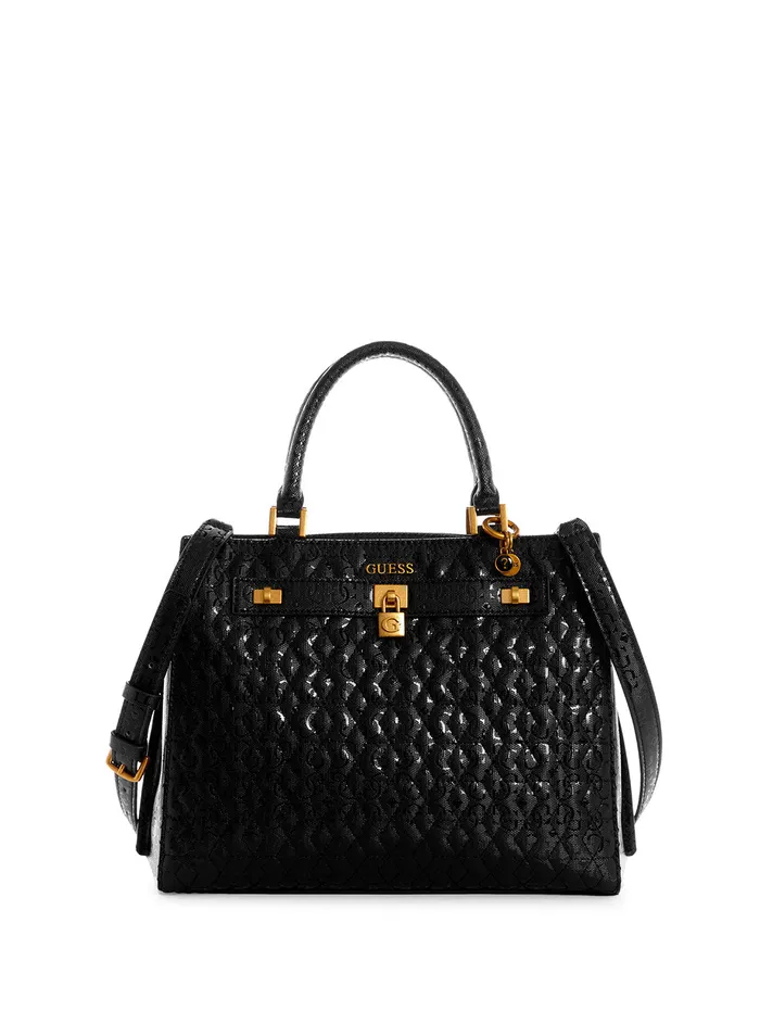 Women Satchel GUESS Black Isidora Girlfriend Satchel Bag