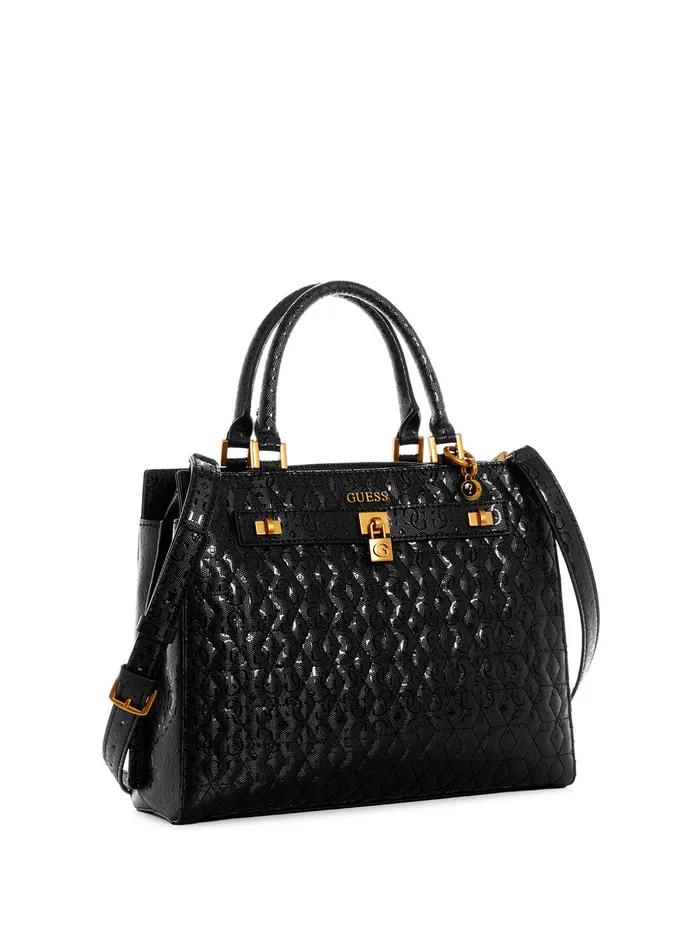 Women Satchel GUESS Black Isidora Girlfriend Satchel Bag Women Satchel GUESS Black Isidora Girlfriend Satchel Bag