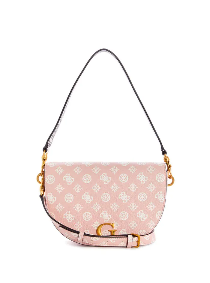 Women Satchel GUESS Pink Danna Logo Saddle Bag