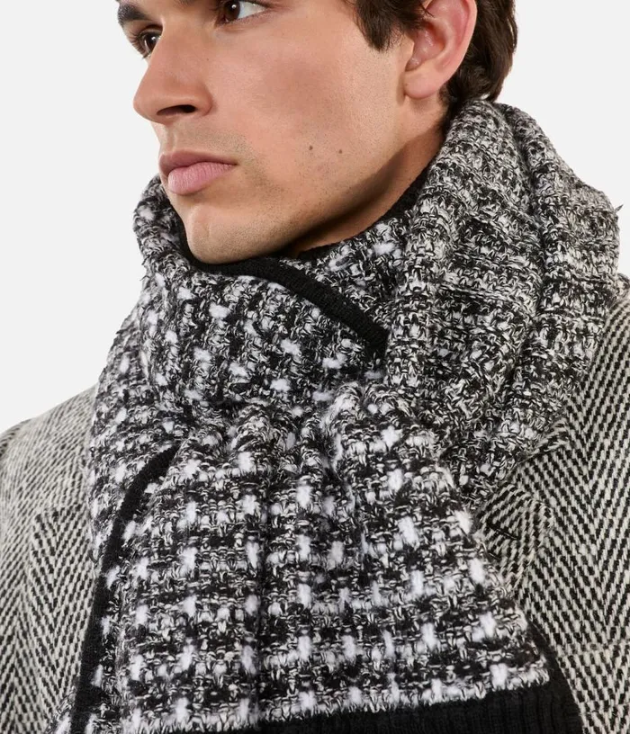 Women Sequinned Black And White Tweed Scarf THE KOOPLES Hats and Scarves