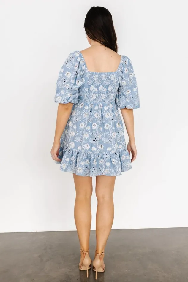 Women Serres Eyelet Mini Dress Blue Floral Baltic Born Short Dresses Women Serres Eyelet Mini Dress Blue Floral Baltic Born Short Dresses