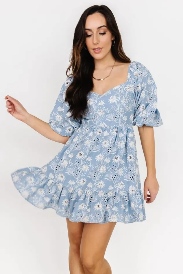 Women Serres Eyelet Mini Dress Blue Floral Baltic Born Short Dresses Women Serres Eyelet Mini Dress Blue Floral Baltic Born Short Dresses