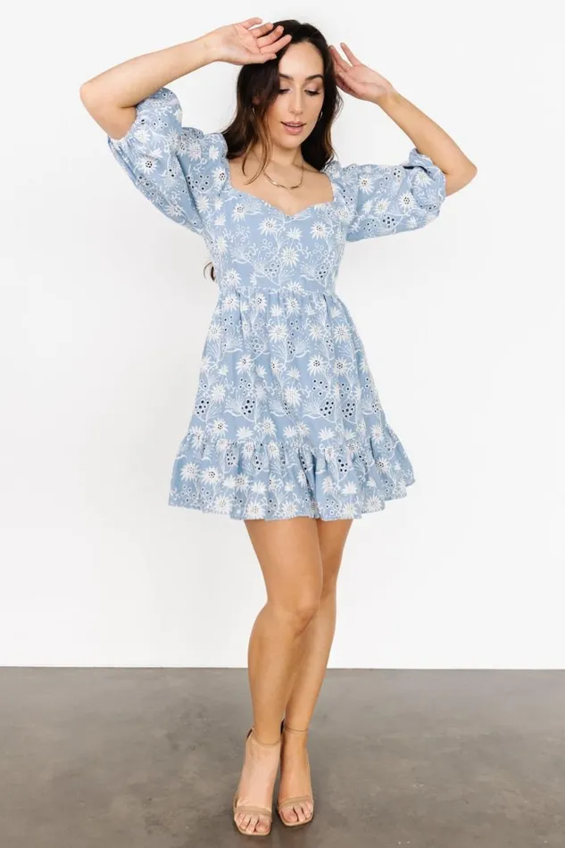 Women Serres Eyelet Mini Dress Blue Floral Baltic Born Short Dresses Women Serres Eyelet Mini Dress Blue Floral Baltic Born Short Dresses