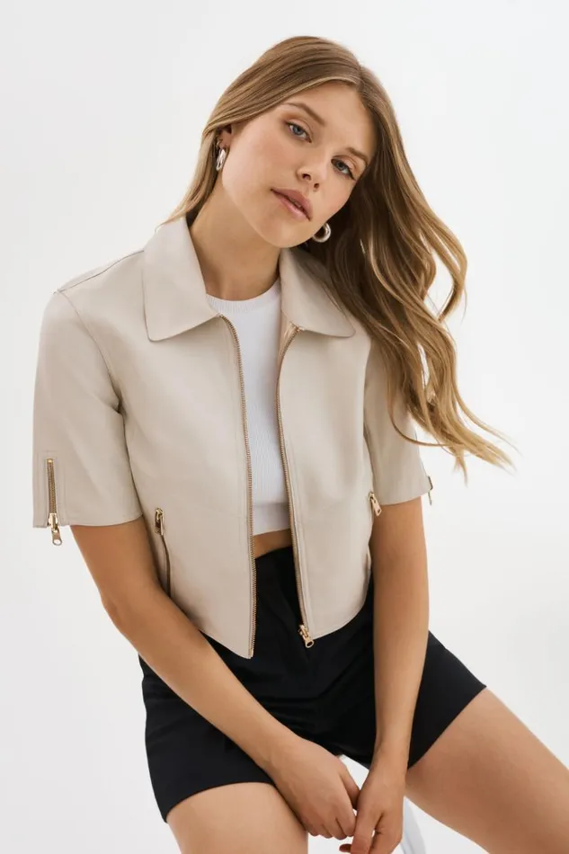 Women SEVANA Reversible Leather Jacket Bonegold LAMARQUE Leather Jackets