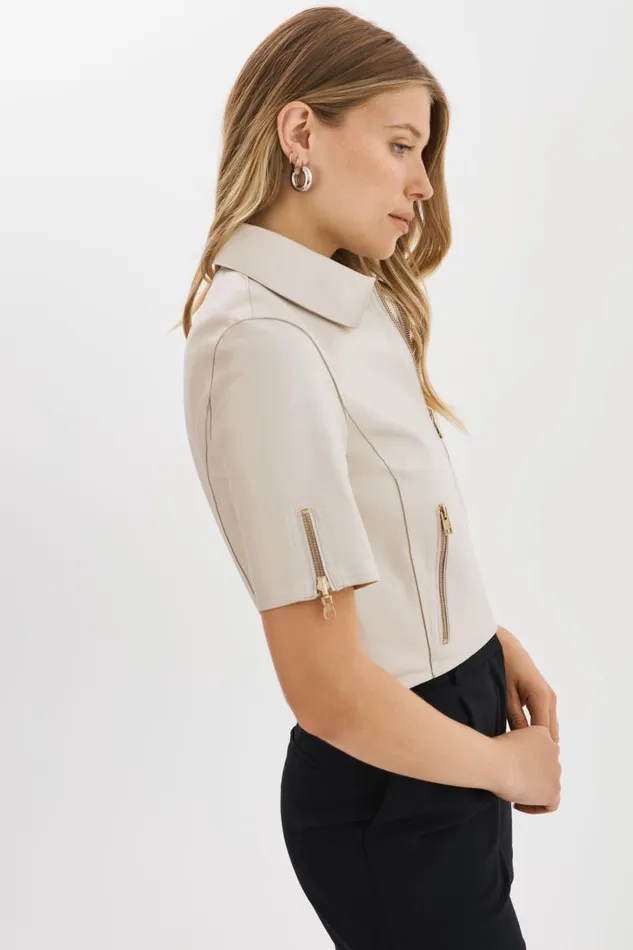 Women SEVANA Reversible Leather Jacket Bonegold LAMARQUE Leather Jackets Women SEVANA Reversible Leather Jacket Bonegold LAMARQUE Leather Jackets
