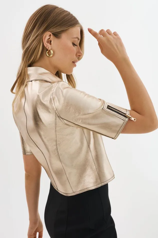 Women SEVANA Reversible Leather Jacket Bonegold LAMARQUE Leather Jackets Women SEVANA Reversible Leather Jacket Bonegold LAMARQUE Leather Jackets