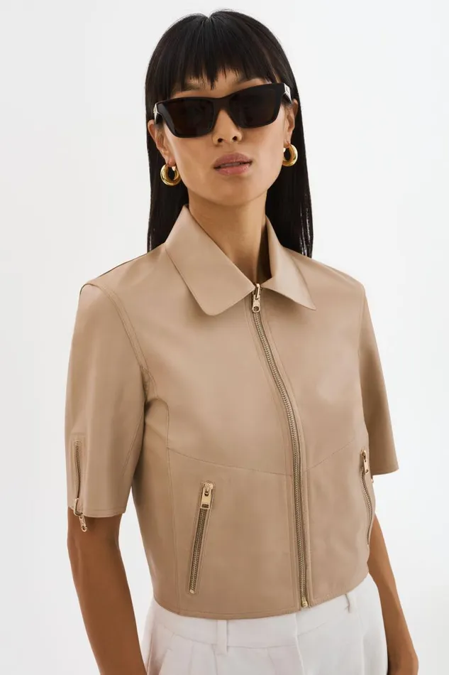 Women SEVANA Reversible Leather Jacket Wheatgold LAMARQUE Leather Jackets