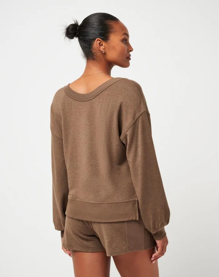 Women Shirts and Tops TravisMathew SEPTEMBER MORNING CLOUD TOP Heather Cocoa Brown