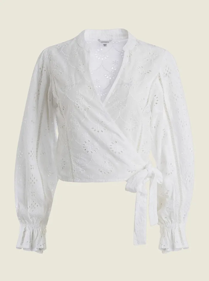 Women Shirts GUESS White Ivy Eyelet Top Women Shirts GUESS White Ivy Eyelet Top
