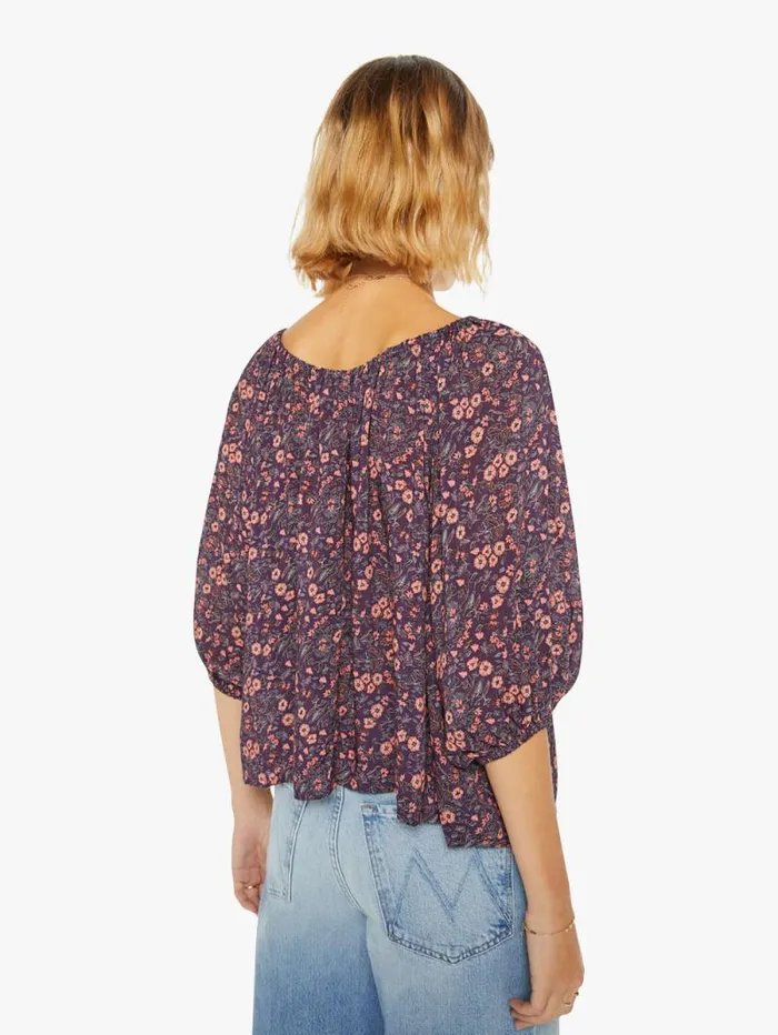 Women Shirts Mother Denim Ella Top Petite Fleur Print Aubergine
