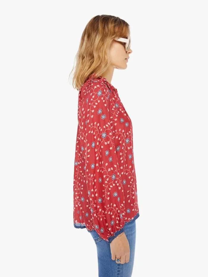 Women Shirts Mother Denim Penny Blouse Pinwheel Barn Red