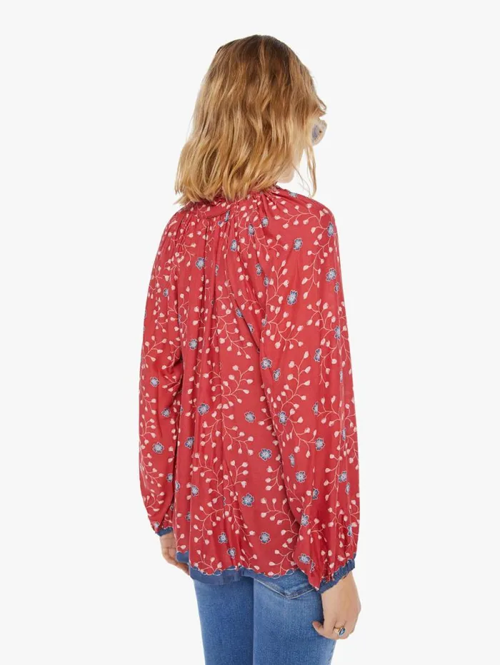 Women Shirts Mother Denim Penny Blouse Pinwheel Barn Red