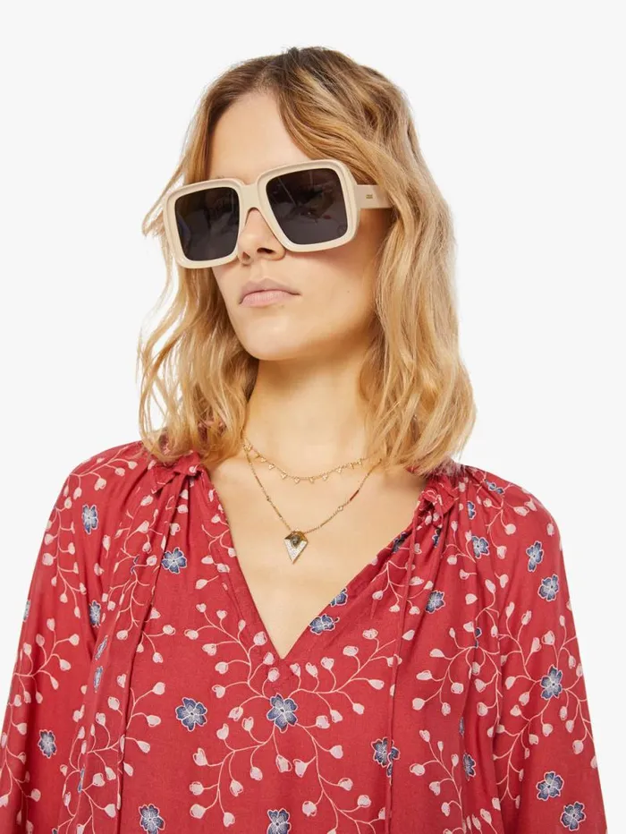 Women Shirts Mother Denim Penny Blouse Pinwheel Barn Red