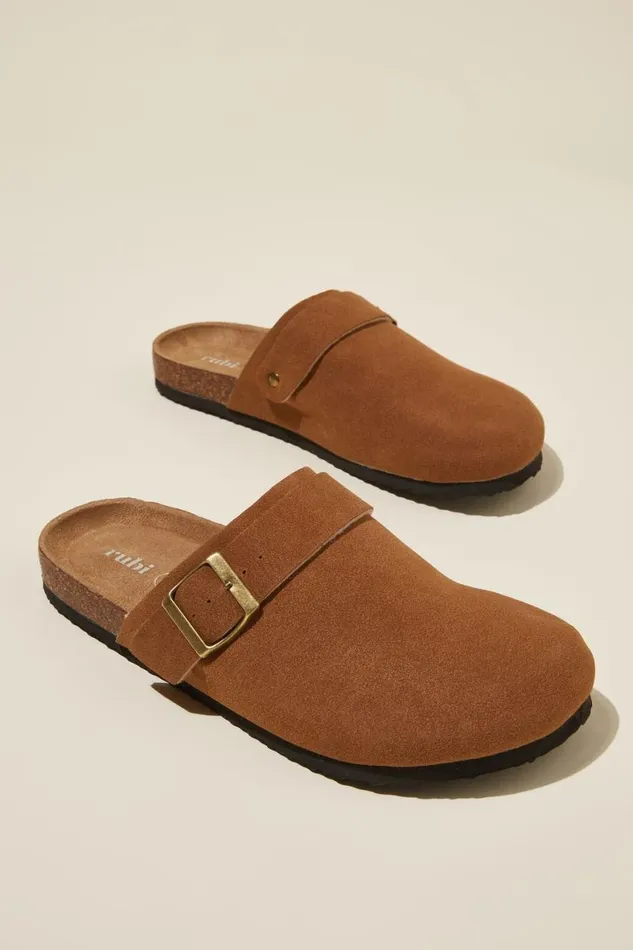Women Shoes and Slippers Cotton On Rex Buckle Mule Sienna Brown Micro