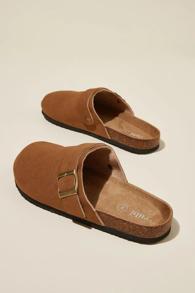 Women Shoes and Slippers Cotton On Rex Buckle Mule Sienna Brown Micro