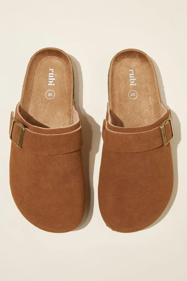Women Shoes and Slippers Cotton On Rex Buckle Mule Sienna Brown Micro