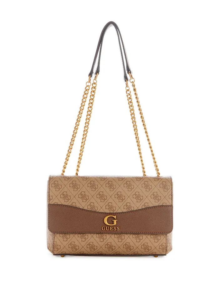 Women Shoulder Bag GUESS Brown Logo Nell Crossbody Bag
