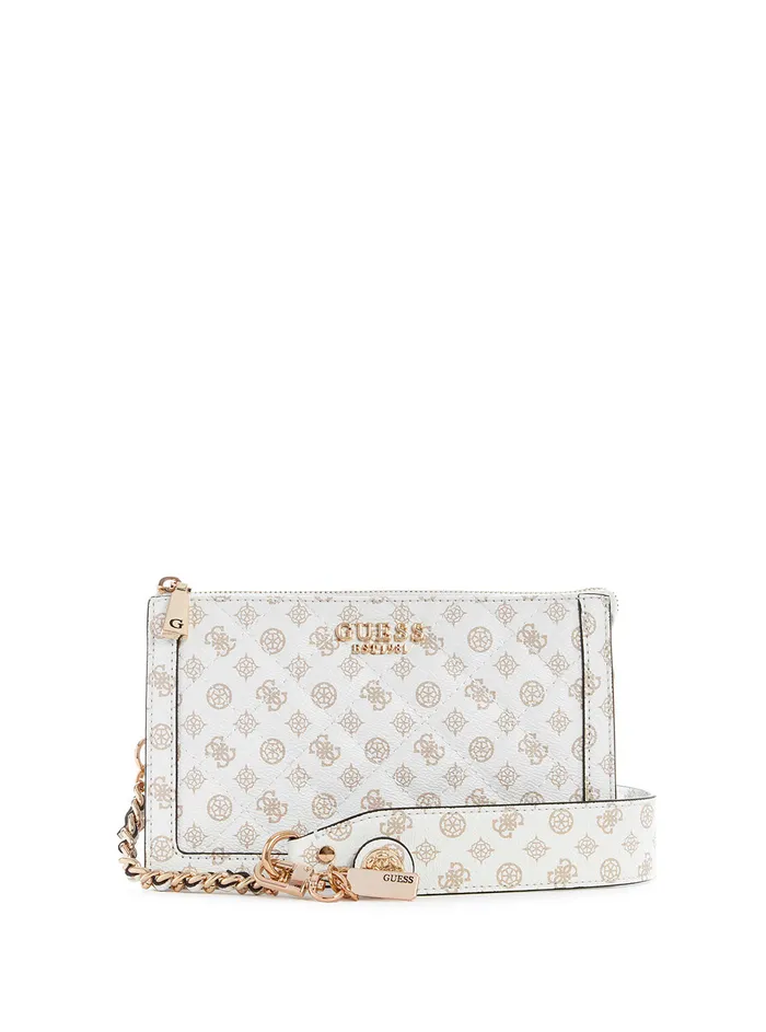Women Shoulder Bag GUESS White Logo Abey Multi Compartment Shoulder Bag