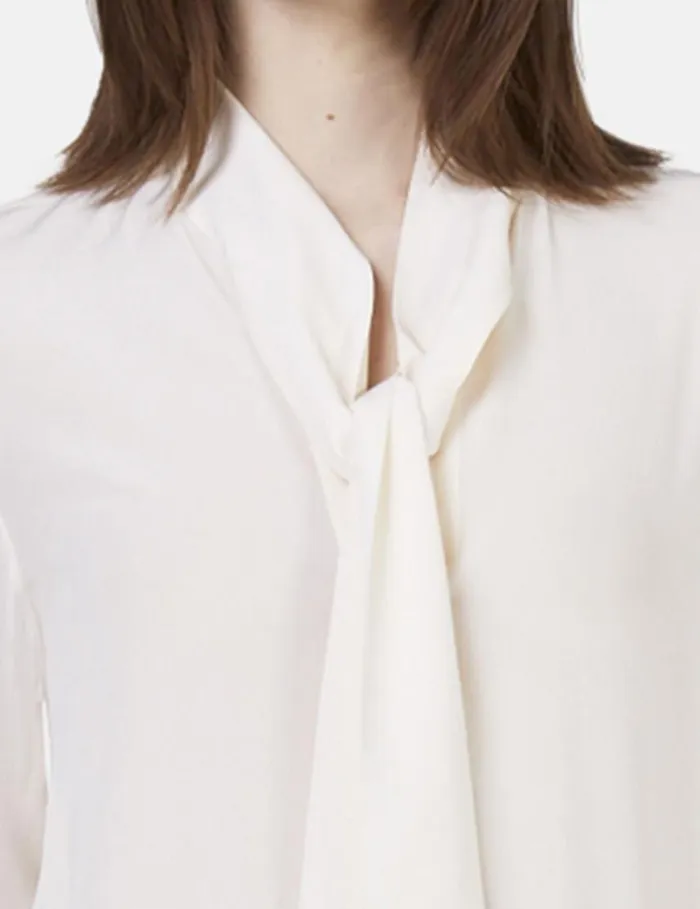 Women Silk Crpe De Chine Pussybow Shirt Cream Stella McCartney Shirts And Tops