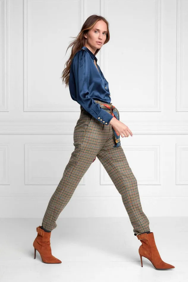 Women Silk VNeck Blouse Petrol Blue Holland Cooper Shirts and Blouses