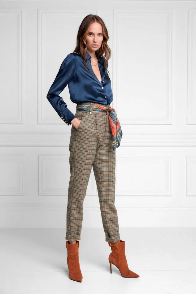 Women Silk VNeck Blouse Petrol Blue Holland Cooper Shirts and Blouses