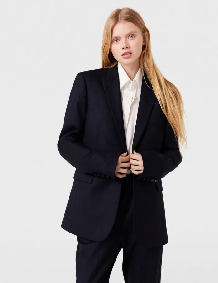 Women Single Breasted Wool Blazer Deep Navy Stella McCartney Tailoring Women Single Breasted Wool Blazer Deep Navy Stella McCartney Tailoring
