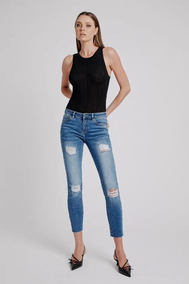 Women Skinny Jean Bardot Kate Trashed Hipster Jeans In Dark Vintage Dark Vintage