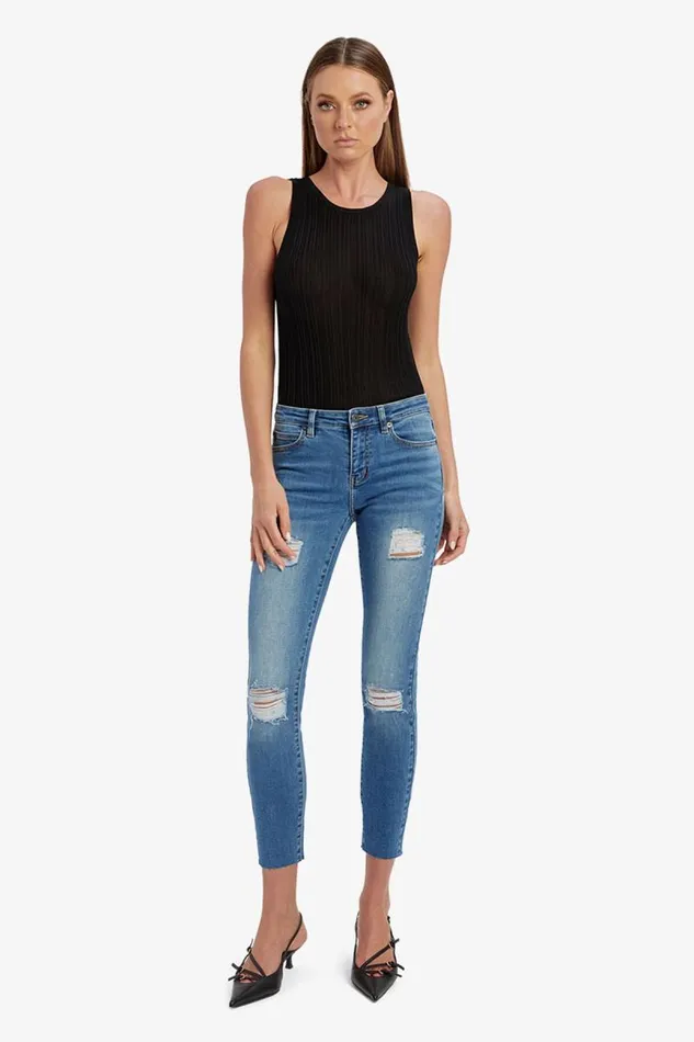 Women Skinny Jean Bardot Kate Trashed Hipster Jeans In Dark Vintage Dark Vintage