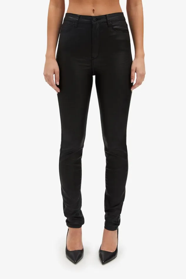 Women Skinny Jean Bardot Khloe Hi Tall Coated Jeans In Black Black Women Skinny Jean Bardot Khloe Hi Tall Coated Jeans In Black Black