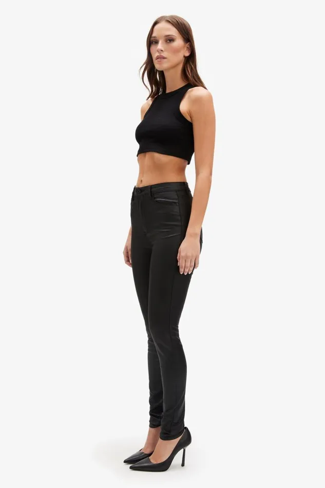 Women Skinny Jean Bardot Khloe Hi Tall Coated Jeans In Black Black Women Skinny Jean Bardot Khloe Hi Tall Coated Jeans In Black Black