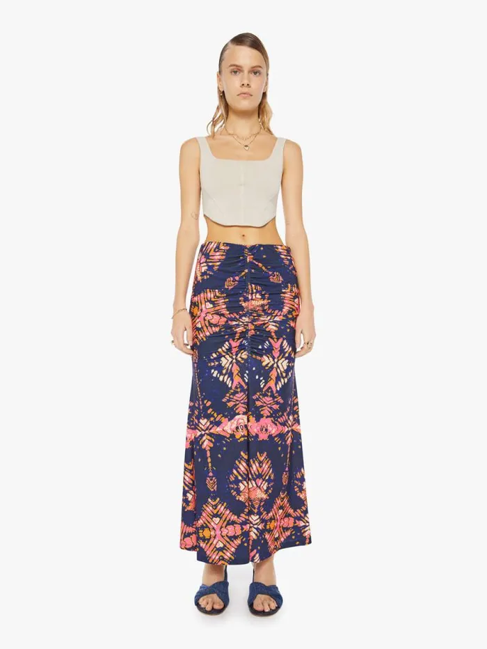 Women Skirts and Dresses Mother Denim Liv Midi Skirt Navy Shibori