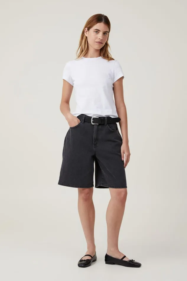 Women Skirts and Shorts Cotton On Super Baggy Denim Jort Graphite Black