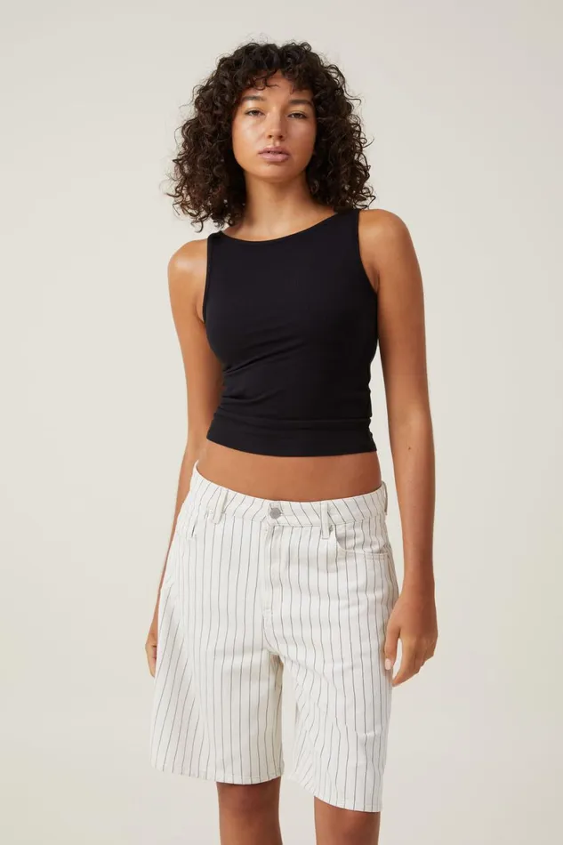 Women Skirts and Shorts Cotton On Super Baggy Denim Jort Portsea Stripe