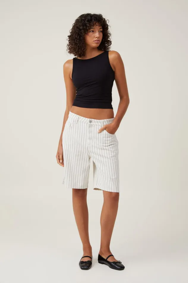 Women Skirts and Shorts Cotton On Super Baggy Denim Jort Portsea Stripe