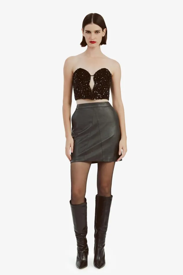 Women Skirts Bardot Alexis Vegan Leather Skirt In Black Black